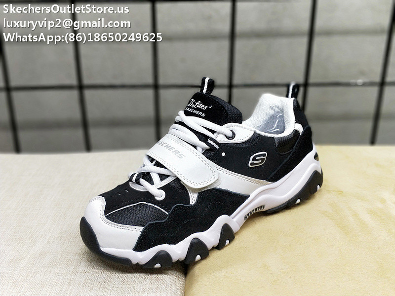 Skechers D'Lites 2 Unisex Strap Sneakers Black White Black 35-44
